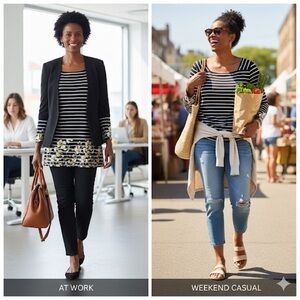 Susan Graver Striped Floral Tunic Size 1X ( NWOT)